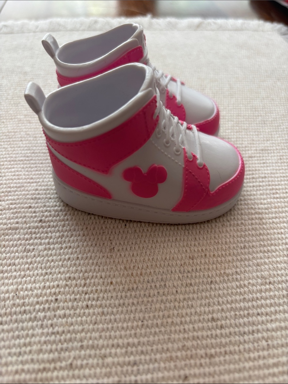 Disney ily 4Ever pink & white high top 18-inch doll shoes.